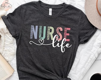 Leopard Print Nurse Life T-Shirt, Nursing Tee