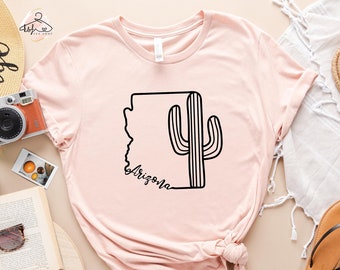 Arizona Cactus Tee: Desert State Map Shirt