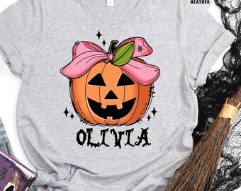 Personalized Kids Halloween Shirt: Custom Name Pumpkin Tee