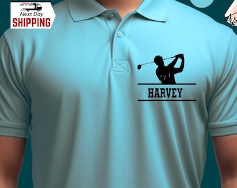 Personalized Golf Polo Shirt: Custom Name Monogram, Men's Golf Gift