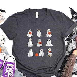Halloween Dogs Ghost Doodle T-Shirt, Ghost Dogs Tee