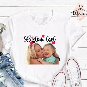 Custom Text and Photo with Hearts Shirt, Custom Name Shirt, Valentine Tee, Valentine's Day Gift, Custom Photo T-shirt, Personalized Gift