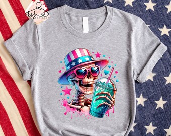 4th of July Skeleton Shirt: American Independence Day Tee