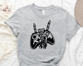 Skeleton Hand Gamer T-Shirt: Console Gaming Tee
