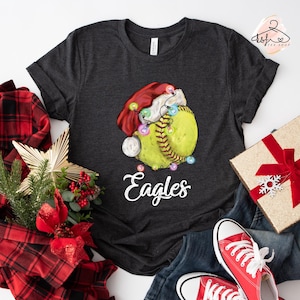 Custom Christmas Softball T-Shirt: Santa Sports Team Tee