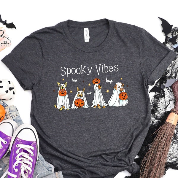 Spooky Vibes Shirt, Ghost Shirt, Halloween Ghosts Tee Shirt, Spooky Season Tee, Spooky T-shirt, Halloween Dog Shirt, Funny Halloween Shirt