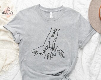 Personalized Dad Shirt, Custom Father's Day Gift, Kids Hand Names
