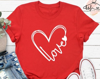 Love Heart Graphic Tee, Valentine's Day Gift