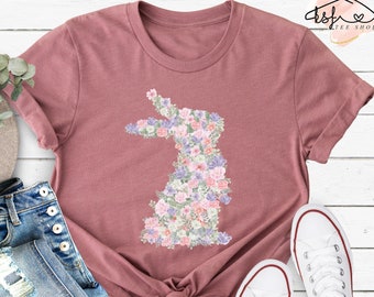 Floral Bunny T-Shirt, Easter Rabbit Tee
