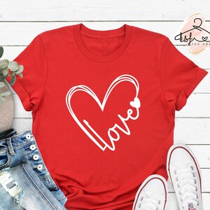 Love Text Heart Shirt, Cute Heart Tee, Love Tee, Heart Shirt, Happy Valentines Day T-shirt, Valentine&#39;s Day Tee, Valentine&#39;s Day Gift