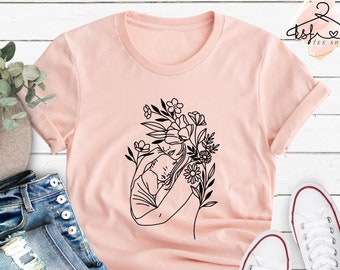 Floral Mom und Baby Line Art Shirt, Geschenk für Muttertag