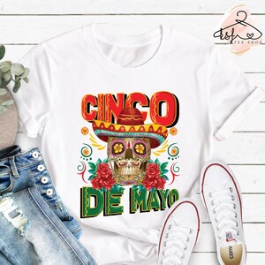 Cinco De Mayo Shirt, Mexican Skull with Flowers Shirt, Sombrero Shirt, Cinco De Mayo Party Shirt, Mexico T-Shirt, Cinco De Mayo Gift