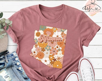 Arizona State Map Tee: Floral Desert Shirt