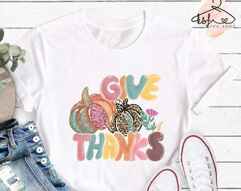 Give Thanks Shirt: Fall Pumpkin Thanksgiving Tee