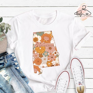 Chemise de l'État de l'Alabama, chemise silhouette carte de l'Alabama, cadeau de voyage en Alabama, chemise maison Alabama, t-shirt Doodle Alabama State, cadeaux chemise Alabama