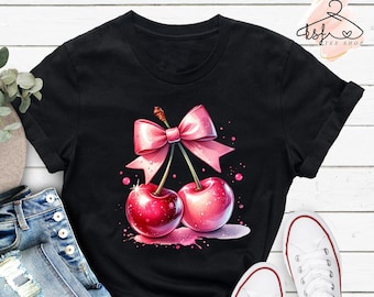 Cherry Bow Graphic Tee, Coquettecore Shirt