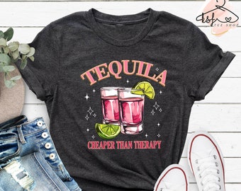 Tequila Cheaper Than Therapy T-Shirt: Funny Summer Drinking Tee