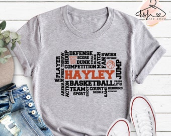 Custom Basketball Word Cloud Shirt: Personalized Sports Tee