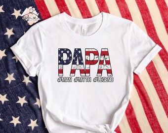 Camiseta con la bandera estadounidense de papá, regalo patriótico para el Día del Padre