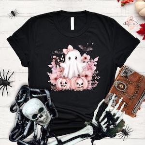 Coquette Ghost Halloween T-Shirt, Pink Bow Spooky Season Tee