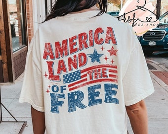 Comfort Colors America Land of The Free T-shirt: Distressed USA Flag