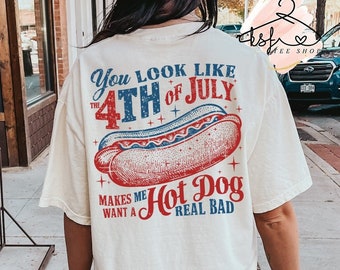 Comfort Colors Hot Dog 4th of July T-Shirt