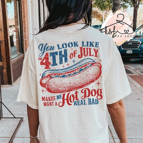 Comfort Colors Hot Dog 4th of July T-Shirt