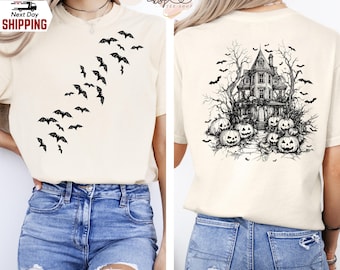 Comfort Colors Vintage Halloween Shirt: Retro Witch Cat Tee