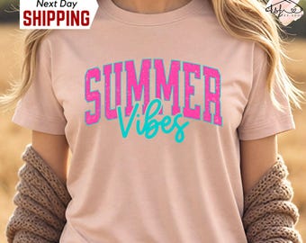 Camiseta gráfica con vibras veraniegas, camiseta de vacaciones en la playa