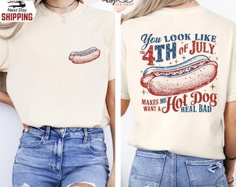 Comfort Colors Hot Dog 4th of July T-Shirt