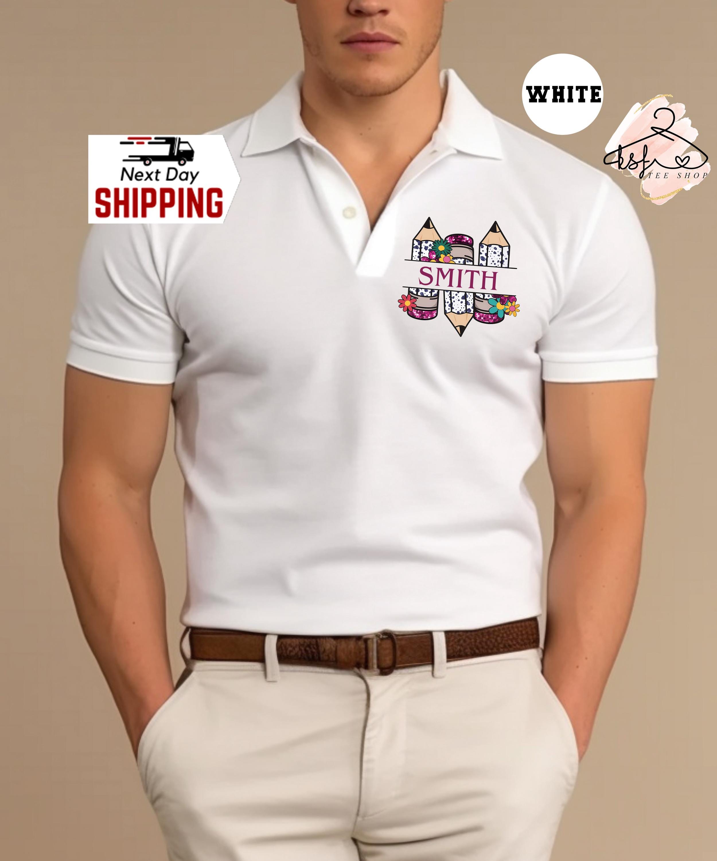 Personalized Teacher Polo Shirt: Custom Pencil Shirt
