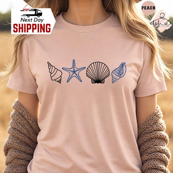Seashell Graphic T-shirt, Coastal Beach Tee - Etsy
