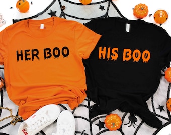 His & Her Boo Shirts: Matching Couple Halloween Tee
