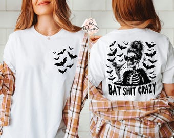 Bat Shit Crazy Halloween T-Shirt, Spooky Bats Tee