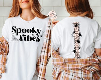 Spooky Vibes T-Shirt: Halloween Spider Tee, Shiver Spine Outfit