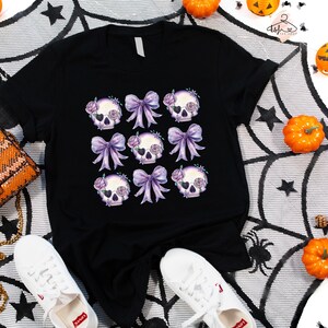 Purple Skeleton Bows Shirt: Halloween Coquette Tee image 2