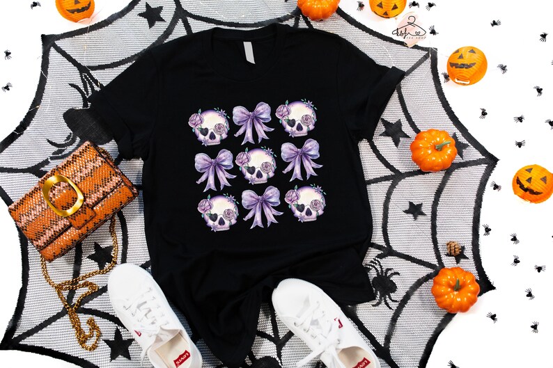 Purple Skeleton Bows Shirt: Halloween Coquette Tee image 2