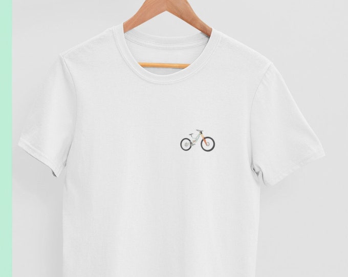 MTB Santa Cruz V10 Cyclist Bike T-shirt | unique printed Mountain Bike Top | Mens Boys Unisex Organic short sleeve White graphic T-shirts