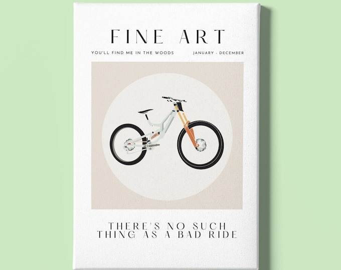 MTB Gift | Retro fun cyclist wall art print | Downhill Mountain Bike Racing | Love cycling | Bicycle Artwork |His & Hers Christmas Present