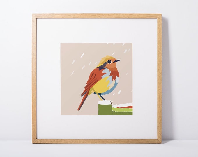 Love Birds Robin Art Picture Print | Robins Wildflife Gift | Picture Poster Wall Decor | Handmade Robin Gifts | Lucky Sentimental Artwork