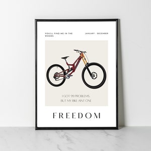 MTB BMX Mountain Bike Art Print / Santa Cruz V10 Ciclista Obra / Trail Rider Cartel Dibujo Imagen Regalo / Citas de ciclismo / Me encanta montar