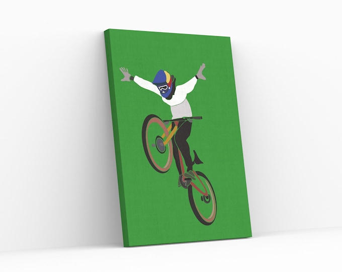 BMX, MTB Stunt Bike Rider Gifts | Suicide no Hander Art Print | Cyclist Mountain Bikes Artwork | Trail Downhill Redbull Home Decor Poster