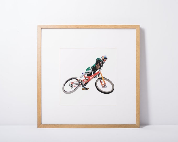 Jackson Goldstone MTB Downhill Racing Picture | Mountain Bikes Square Art Print Poster Artwork | Cycling Fan Redbull Wall & Home Decor Gifts