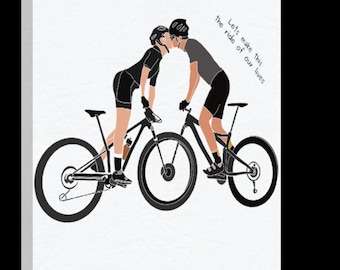 Impresión artística de pareja en bicicleta Cita de amor y