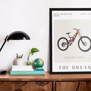 VTT Mountain Bike Art print 'If you rest your rust' | Santa Cruz V10 Poster Picture Artwork| Souvenirs de cyclistes | Fan de vélo Cadeaux cyclistes