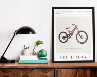 MTB Mountain Bike Art print &#39;If you rest your rust&#39; | Santa Cruz V10 Poster Picture Artwork| Cyclist Memorabilia | Bike fan Cycling Gifts