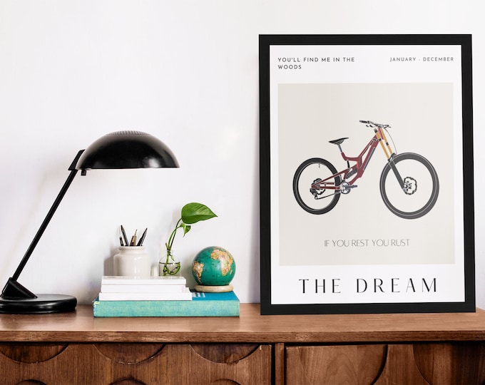 MTB Mountain Bike Art print 'If you rest your rust' | Santa Cruz V10 Poster Picture Artwork| Cyclist Memorabilia | Bike fan Cycling Gifts