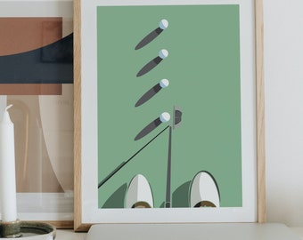 Golf Art Print: Putting Practice Illustration, Golfer Gift