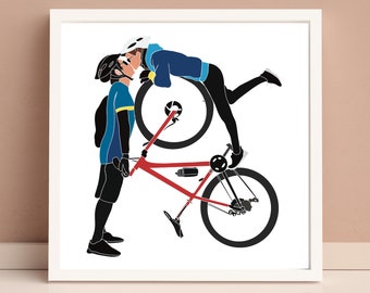 Personalised Road Cycling Wall Art – Couples Bike Print, Gift for Cyclists