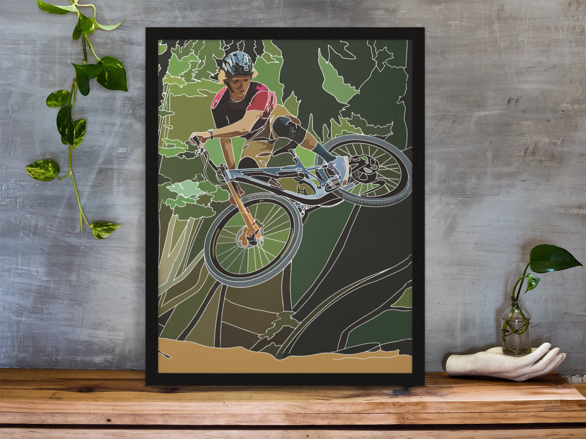 Downhill MTB Bike Art Print Cartel de ciclista de Bernard Kerr